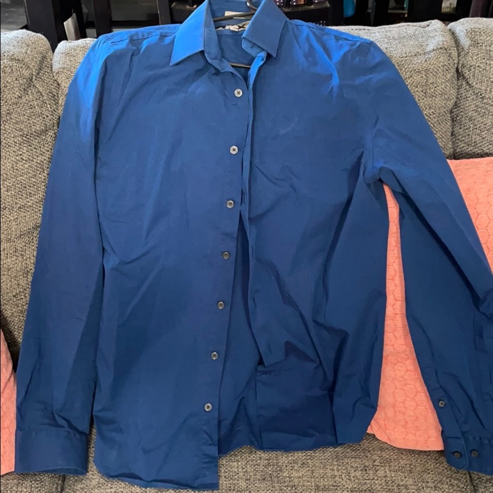 Express 1MX blue fitted button down